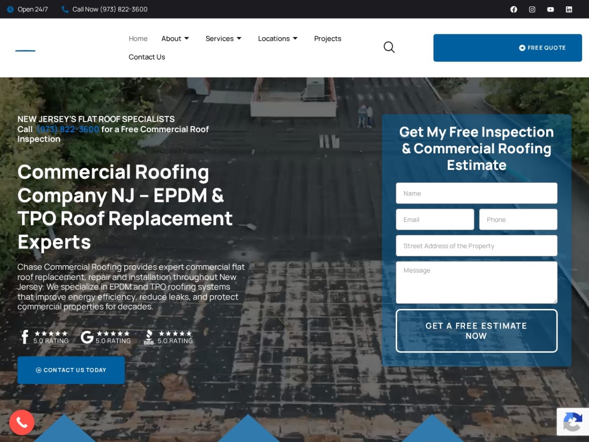 Chase Commercial Roofing website built by Elevate Digital Partners
